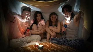 SisSwap - Naughty Boys tell Spooky Story to Scare and Fuck Penelope Kay and Aubrey Valentine