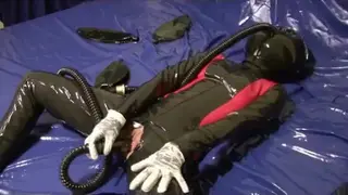 Latex Girl with Rubber Ballhood Mask Rebreather Bag + Sniffing Dildo