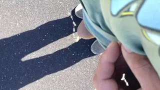 Pissing all over the Walking Trail out in Public around Lots of Houses while Walking with a Full Bladder