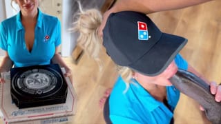 Pizza Delivery Girl Gets a Big Black Sausage and her Face Covered in Cum