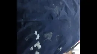 Cumming all over blue velvet dress