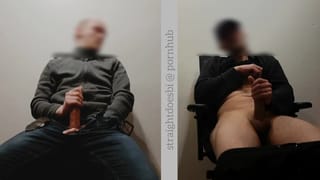 Two Hot Straight Guys Secretly Jerk off together while Girlfriends are Downstairs - Pornhub Gay