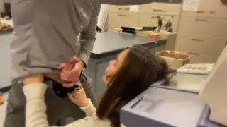 My Bosses Wife CATCHES me Jerking off in the Copy Room then Sucks my Cock