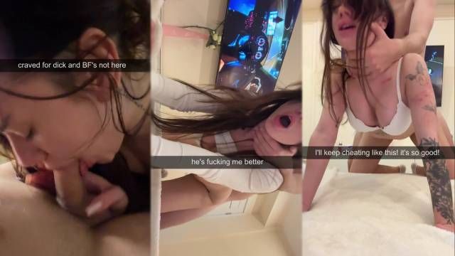 College Cheating Girl SUCKS a Stranger's Dick from Snapchat and let him FUCK her ROUGH from behind