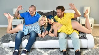Kate Bloom & Jewelz Blu get their Booties Spanked and Pussies Drilled by Step Dads - DaughterSwap