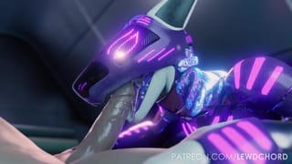 Furry Synth Blowjob and Thighjob
