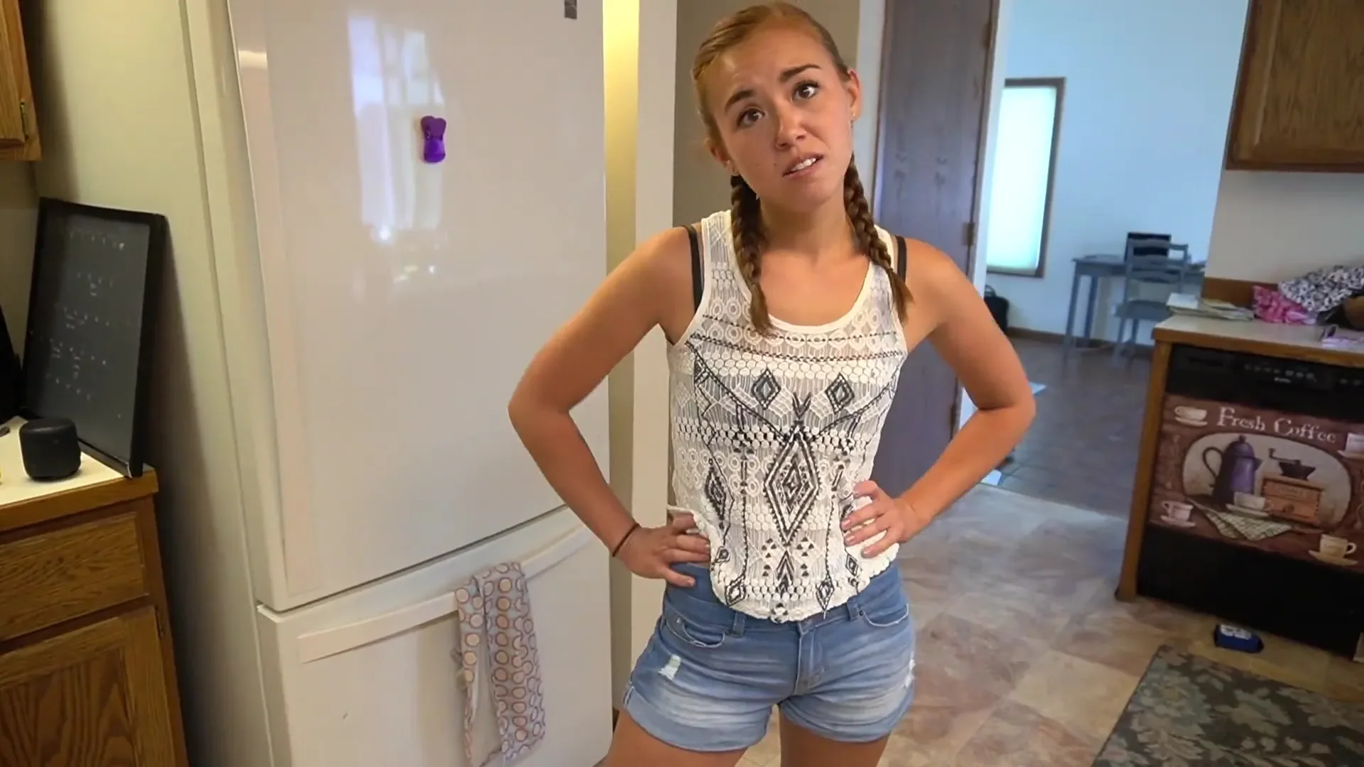 Naughty step daughter bribes stepdad for sex lesson