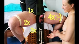 The Sperm Squirts and Squirts and Squirts :-) Femdom Pillory Milking Slave