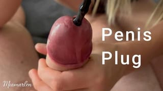 Urethral Penis Plug Insertion Ends with a Huge Cumshot