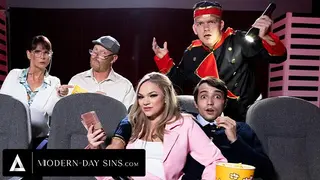 MODERN-DAY SINS - Pervy Teens have PUBLIC SEX in Movie Theatre and GET CAUGHT! with Athena Faris