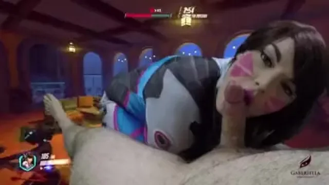 Overwatch D.va Plays to Win Cosplay Pov Blowjob Gabby Monroe Cum Swallow