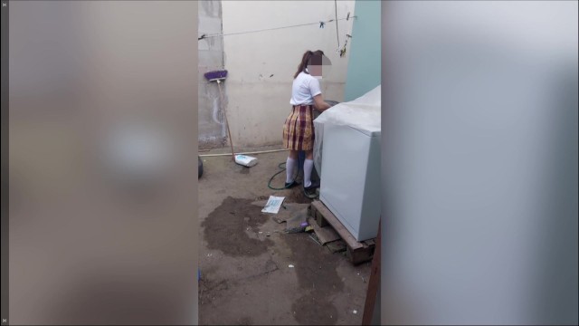 I Find my Schoolgirl Stepdaughter alone at Home Washing her Panties, Perverted Stepfather,