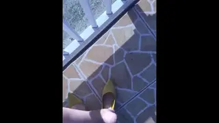 @tici_feet IG Tici Feet Tici_feet Walking and Shoeplaying Yellow Heels