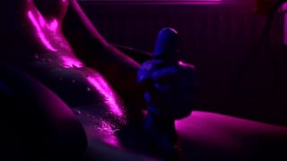 Oiled Man Jerking off Moaning and Cum
