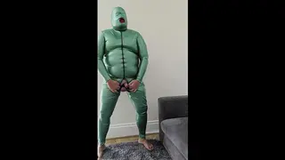 Cumshot in Full Emerald Green Latex and Sheated Hood - Pornhub Gay