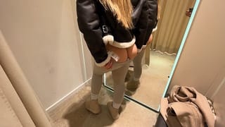 Shopping Day! German Girl Risky Fucking and Public Blowjob in Changing Room with Nike Socks