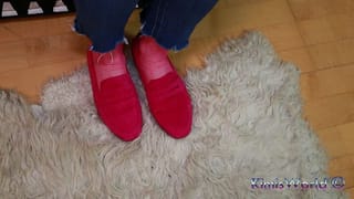 Soft Pink Suede Loafers & Scented Worn Nylons – Casual Tease