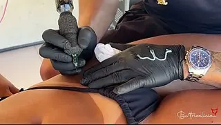 The blonde paid for the tattoo with her vagina because it was smooth.