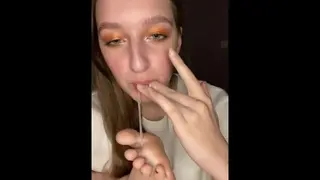Drool on my Feet. Finger Gagging