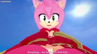 Amy from Sonic gives you a Footjob at the Beach Hentai POV