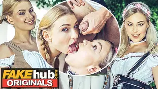 FAKEhub - Horny Blonde Oktoberfest Girls have Orgasmic Threesome after Party