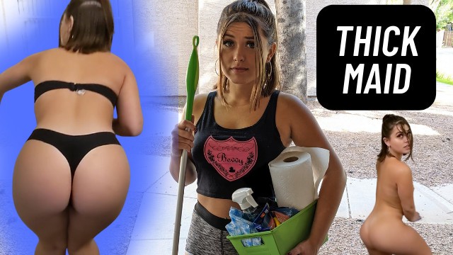 Casting Curvy: my Thick Maid Cleans Naked for a Good Review