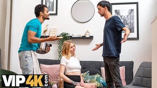CUCK4K. Pregnant Blonde with Natural Tits is Enjoying Stranger's Cock in Front of her Husband