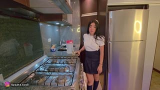 Uniformed Student has Sex with her Stepfather