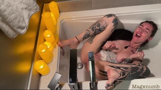 All Natural Tattooed Nympho in the Bath