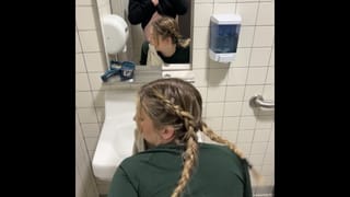 Blonde Slut Gets Railed in Public Campsite Bathroom