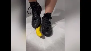 Banana Crushed by Sexy Teen Latina in Black Converse Chucks - MandySnow Free Clip