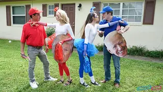 Teen Neighbors Swap & Fuck Dad to Vote Red & Blue