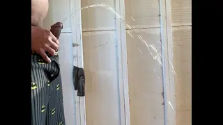 Super Relieving Early Morning Semi-erect Penis Long Piss in Garage + Closeup of my Dick