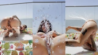 Relentless Squirting on Hotel Balcony – I Flood the Pool and Soak myself over and over