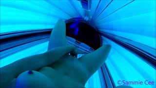 Public Tanning Booth Finger & Dildo Fuck