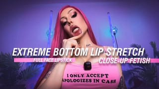 Extreme Bottom Lip Stretch – Full Face Lipstick Close-Up Fetish -mouth Fetish - Teeth Fetish - Lips Stretching - Face Close up - JOI - Cum Countdown