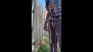 Running in Public outside to a Corner next to Fence to take a Full Bladder Desperate Piss