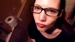 Nerdy Librarian with Glasses Loves to Drink Piss