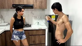 I catch my stepsister eating my favorite chocolate, so I punish her with a hard, wild penetration without a condom!
