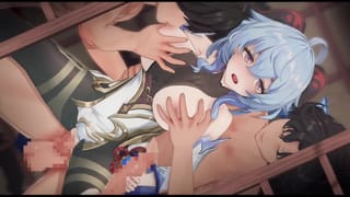 【genshin Impact Ganyu #03】gangbang 3D Hentai Animation.(Fingering,handjob,blowjob,sex)