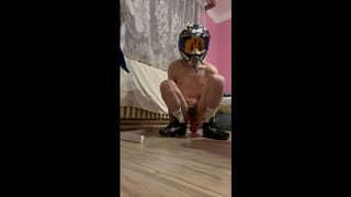 A Locked-up Guy in a Helmet Plays with his Toy and Enjoys it in Full Video - Pornhub Gay
