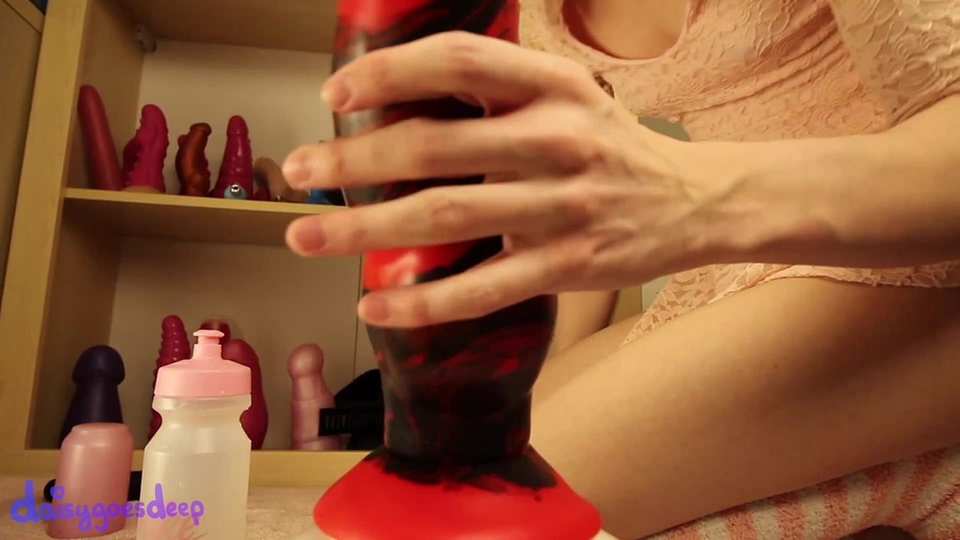 Blonde Submissive Slut Fucks Her XXL Dildo