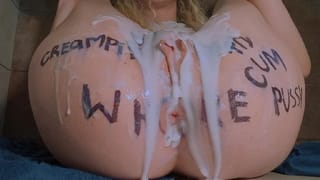 Bukkake. my Pussy is Covered in Cum