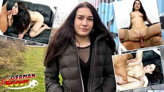 GERMAN SCOUT - Slim Czech Teen Stefani Jameson with Saggy Tits Pick up for first Casting Fuck