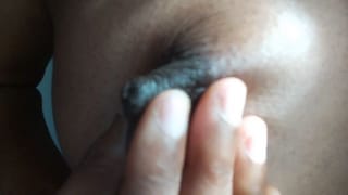 Big Hard Nipple Twist Brown Girl Solo - Sunshine Big Tit Close Up!