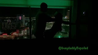 Vegas Window Silhouette of me Deep Throating @busydaddy8, being Pounded and Riding for Creampie