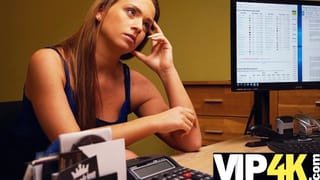VIP4K. Naughty Bank Worker Lures a Sexy Babe into having Intense Sex