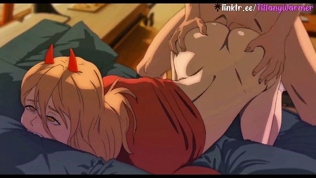 Power & Makima Seduce Denji to Fuck