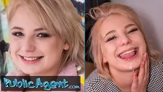 Public Agent Short Hair Blonde Amateur Teen with Soft Natural Body Picked up as Bus Stop