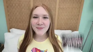 Redheaded Teen with Freckles and Red Pubic Hair Sucks Cock